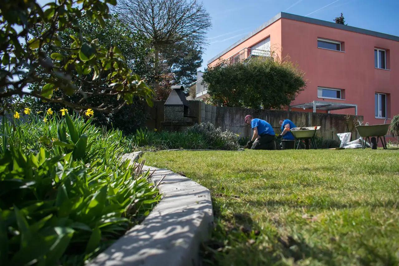 Gepflegte Gartenanlage einer von der 1A GmbH betreuten Wohnüberbauung